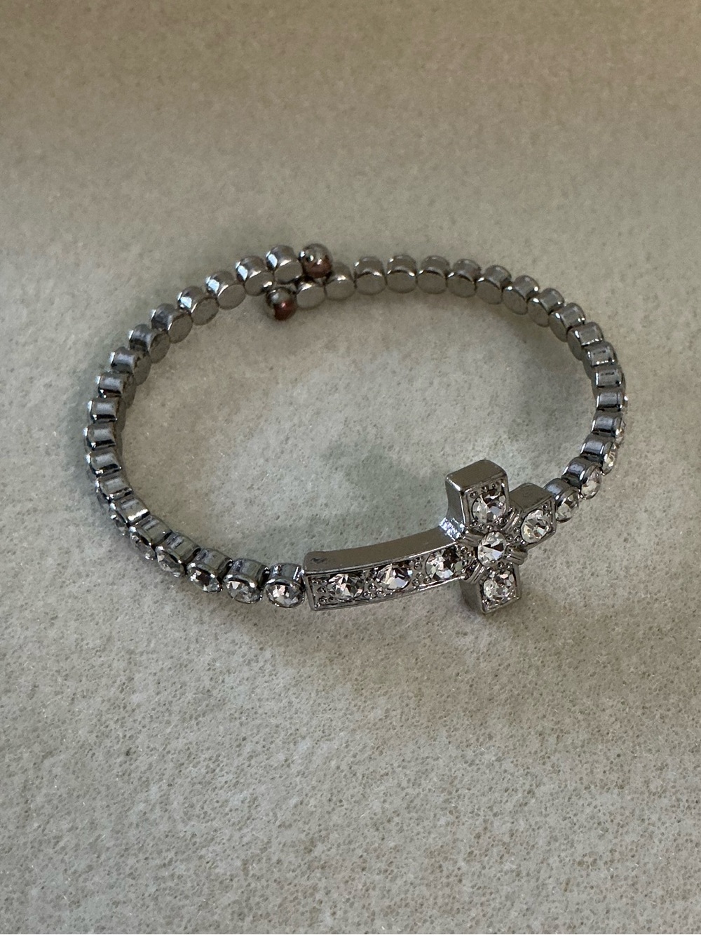 Silver Crystal Cross Stretch Bracelet - Women Jewelry